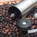 Roasted coffee with coffee grinder
